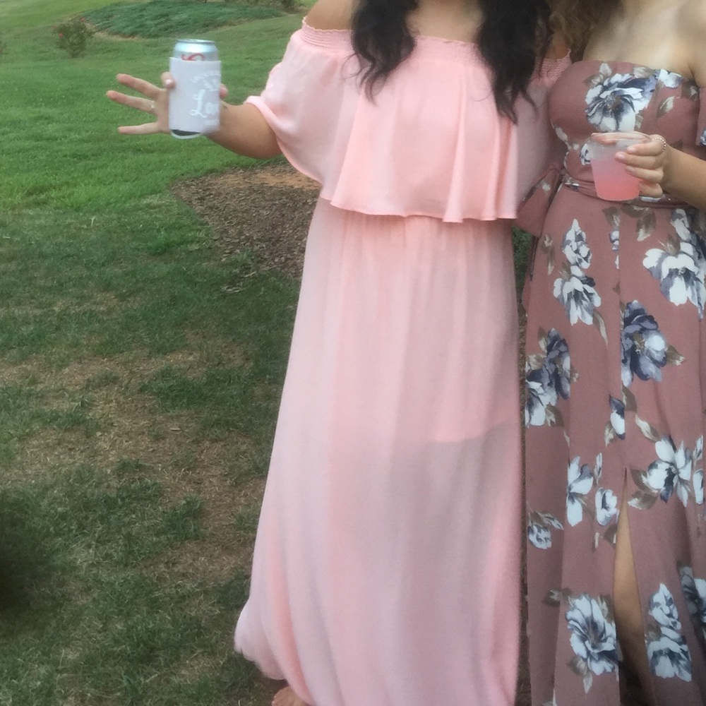 Mumu Hacienda maxi dress frosty pink crisp